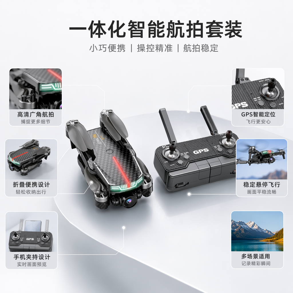 Black carbon fiber textured drone remote control set