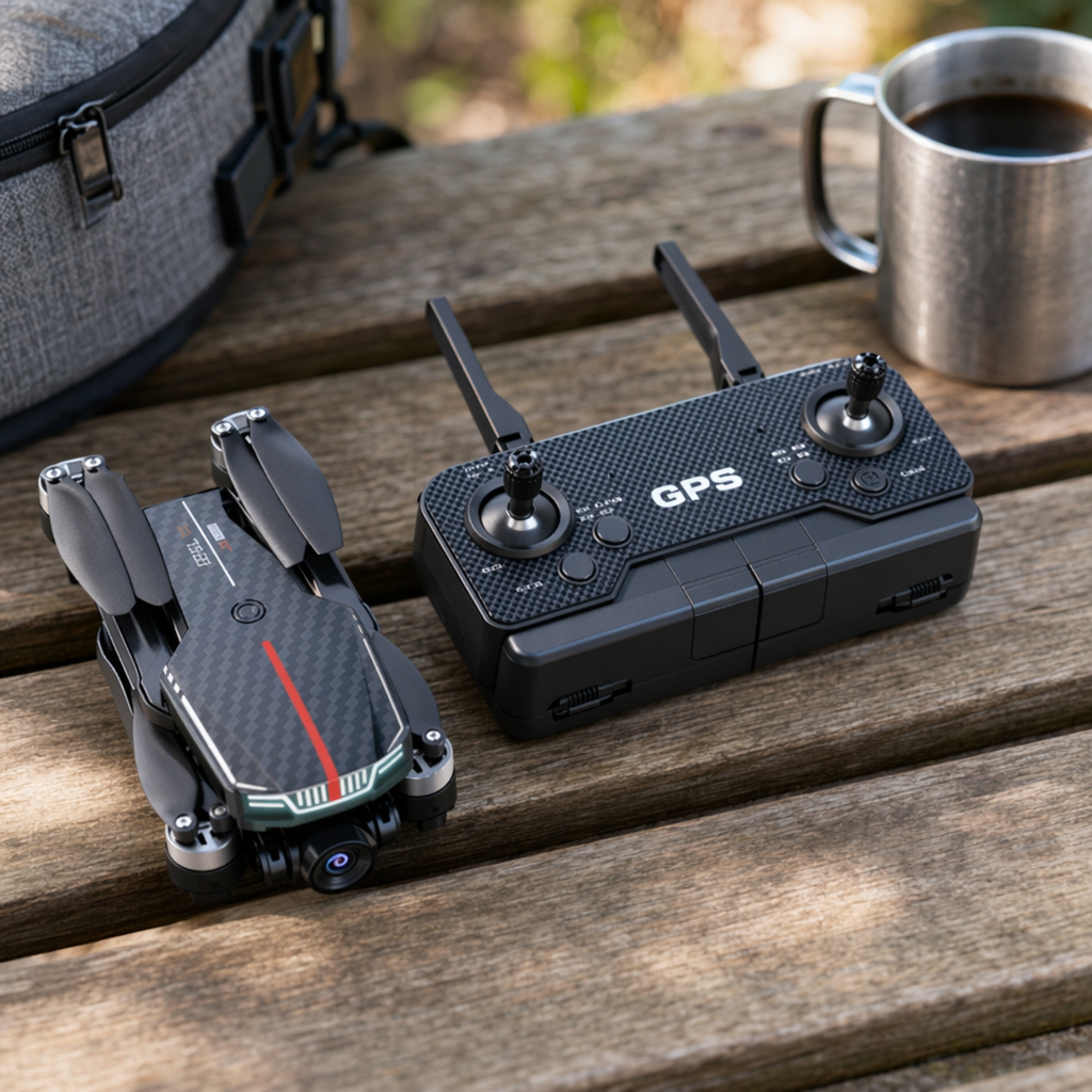 Black carbon fiber textured drone remote control set details Picture