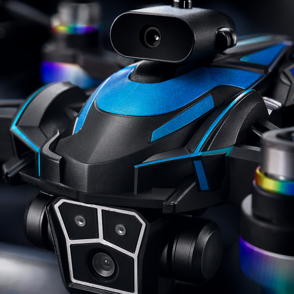 The blue-black drone with a screen and remote control integrated high-definition video transmission ensures stable flight Application Scenario