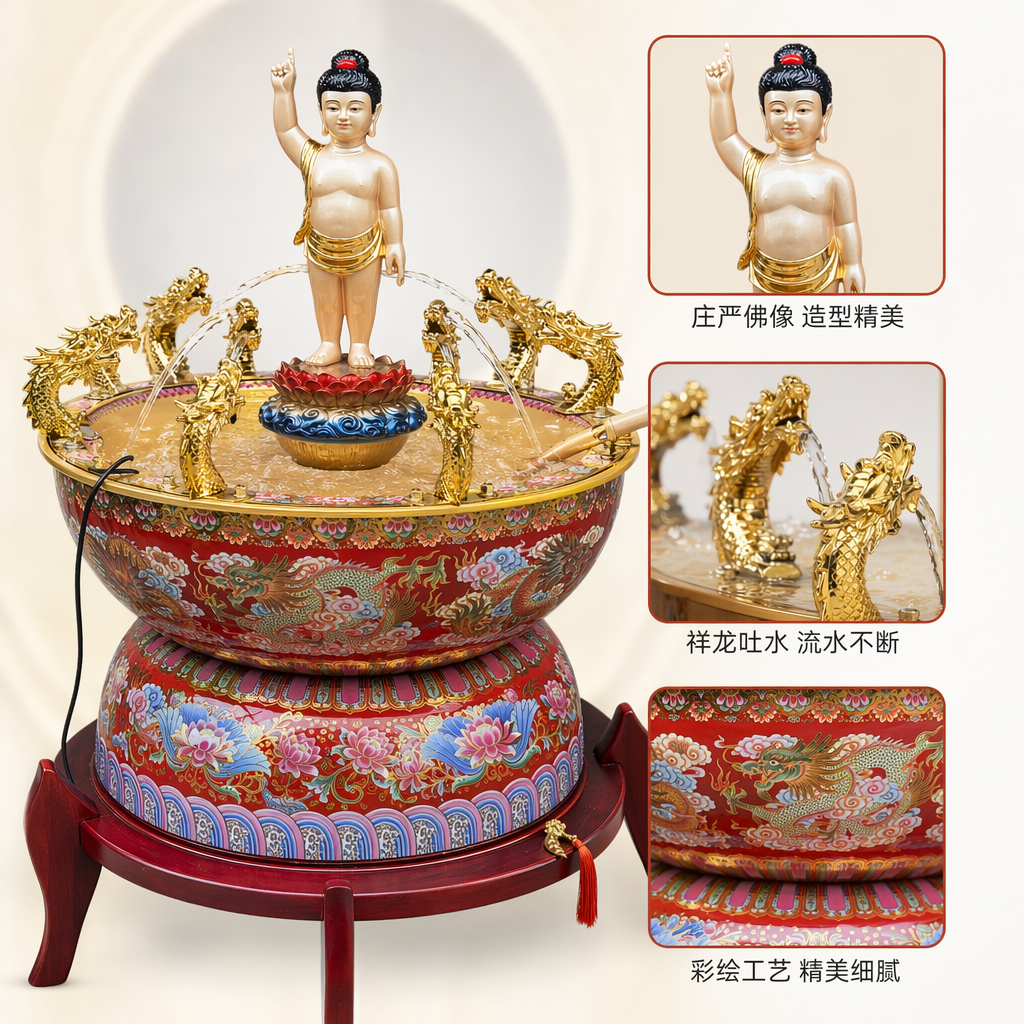 金色童子雕像摆件家居装饰客厅玄关风水招财铜制工艺品