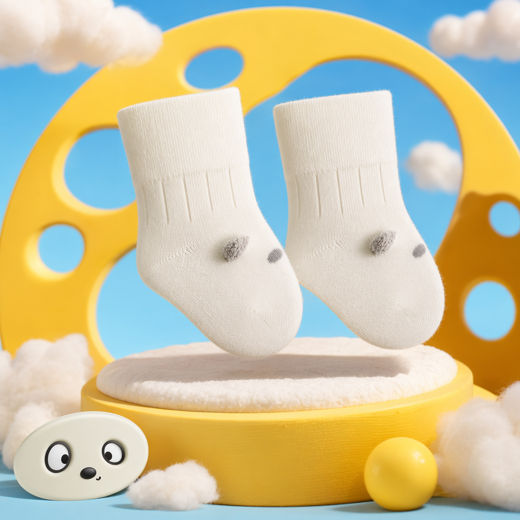Pure Cotton White Socks For Both Men And Women, Breathable And Sweat-Absorbing Mid-Calf Socks Specification drawing