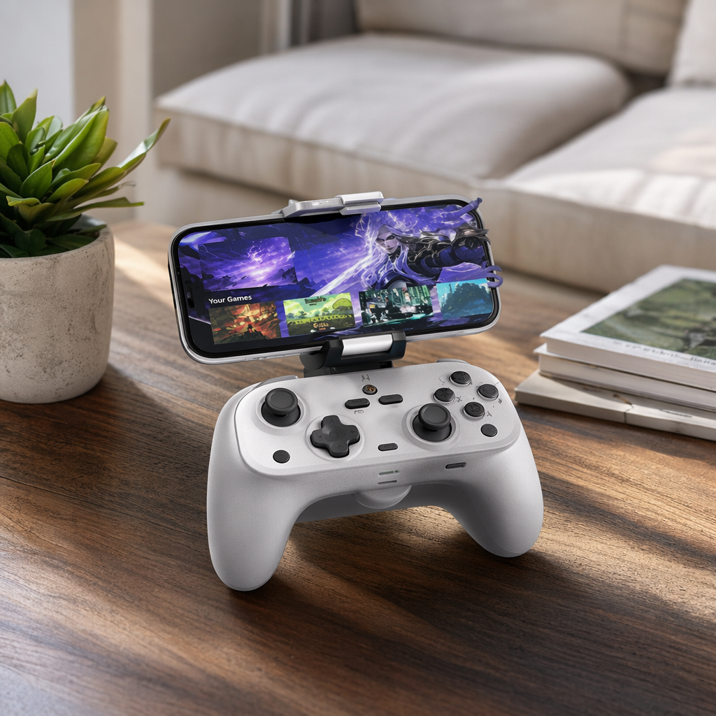 جهاز محمول محمول محمول محمول لمقبض ألعاب أبيض قابل للتنظيم مع قطع GAMING details Picture