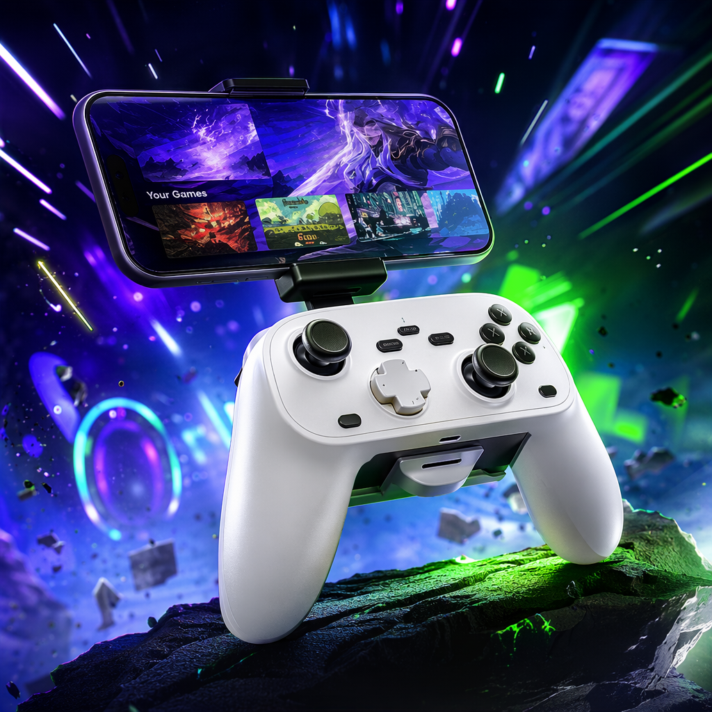 جهاز محمول محمول محمول محمول لمقبض ألعاب أبيض قابل للتنظيم مع قطع GAMING Specification image