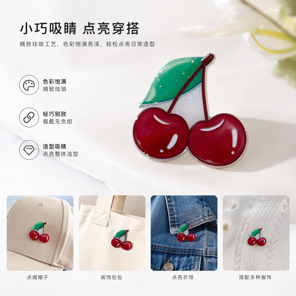 红色樱桃创意贴纸 水果主题装饰手账墙贴 30张装