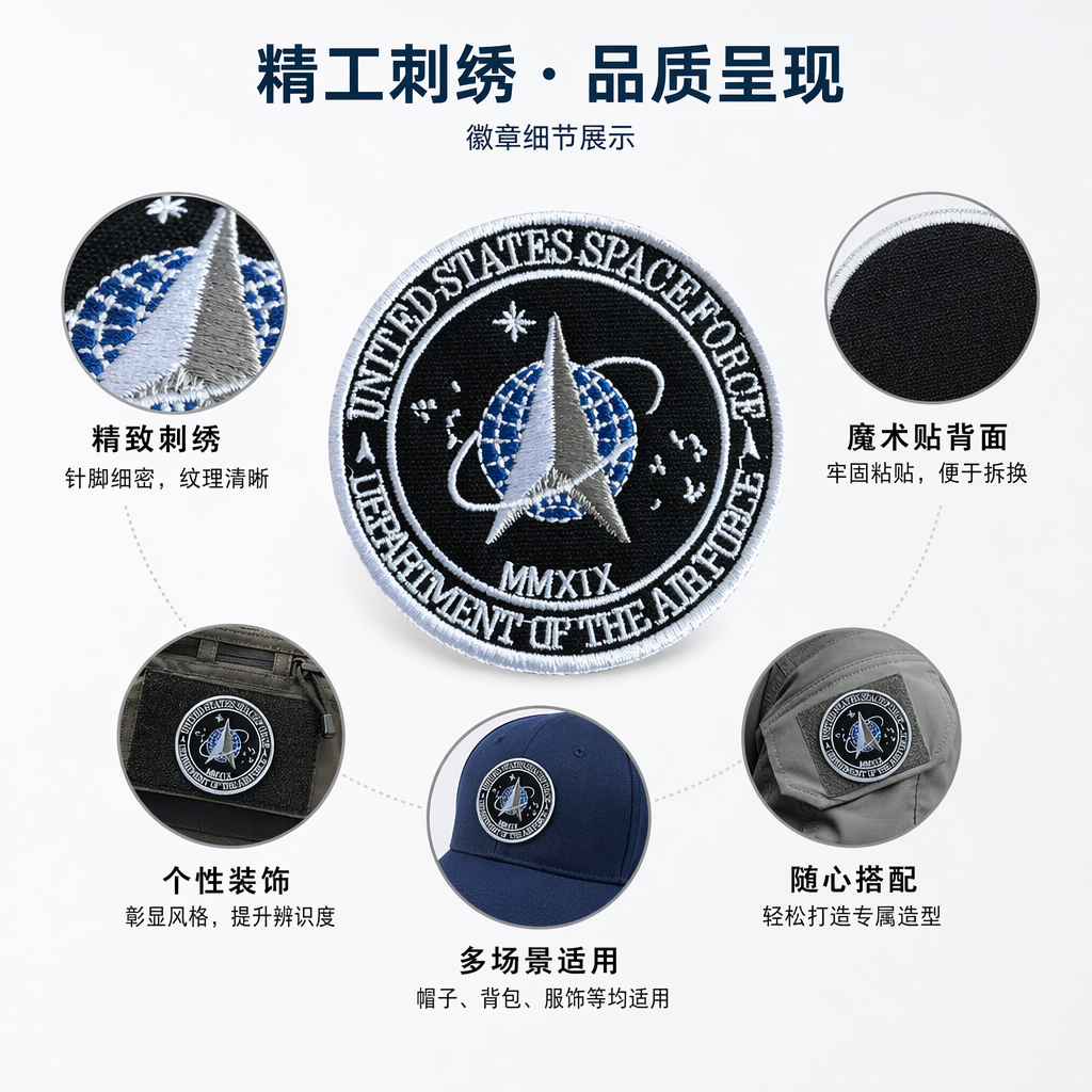 黑色徽章刺绣布贴星舰标志