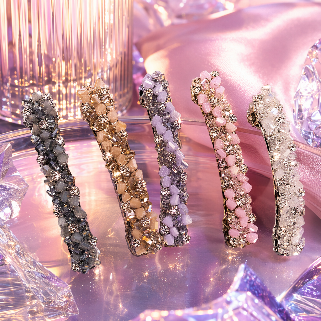 Five sets of dazzling and exquisite women's headwear with diamond-encrusted crystal hairpins Specification image