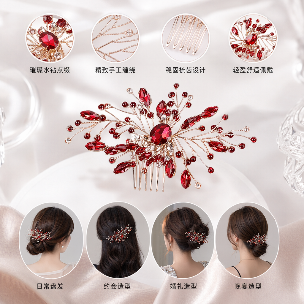 彩色水晶发梳 时尚亮彩按摩梳 头皮护理梳子