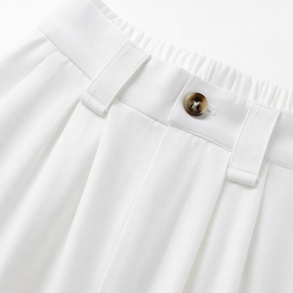 White high-waisted wide-leg pants for women with a slimming and flowing look, casual trousers Application Scenario