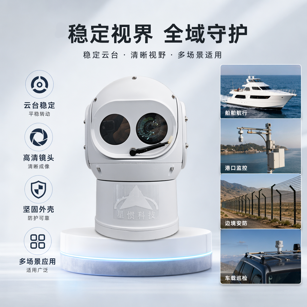 白色双目监控云台高清夜视360度旋转智能追踪