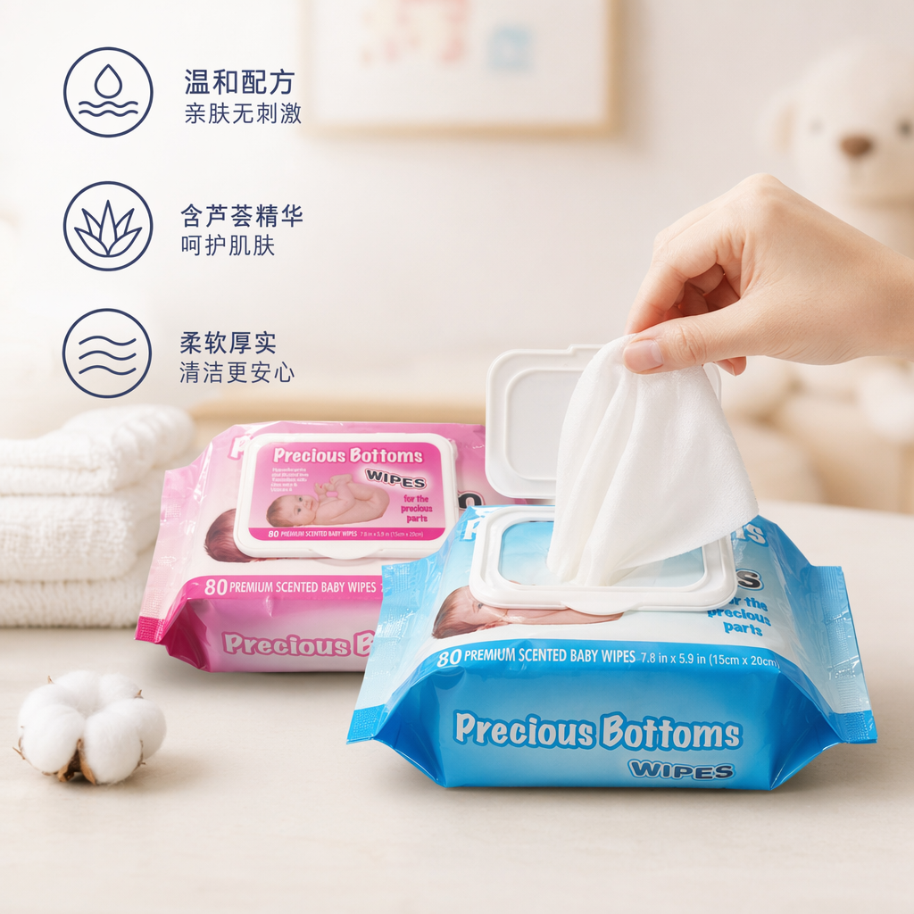 Precious Bottoms WIPES婴儿湿巾蓝色粉色包装