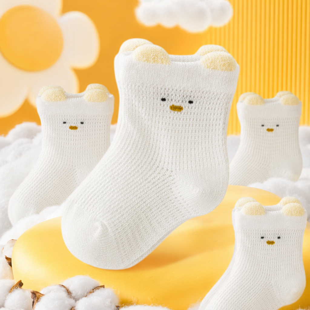 White wool socks with bear ears and smiling face patterns, warm and comfortable, pure cotton, suitable for both children and adults Specification image