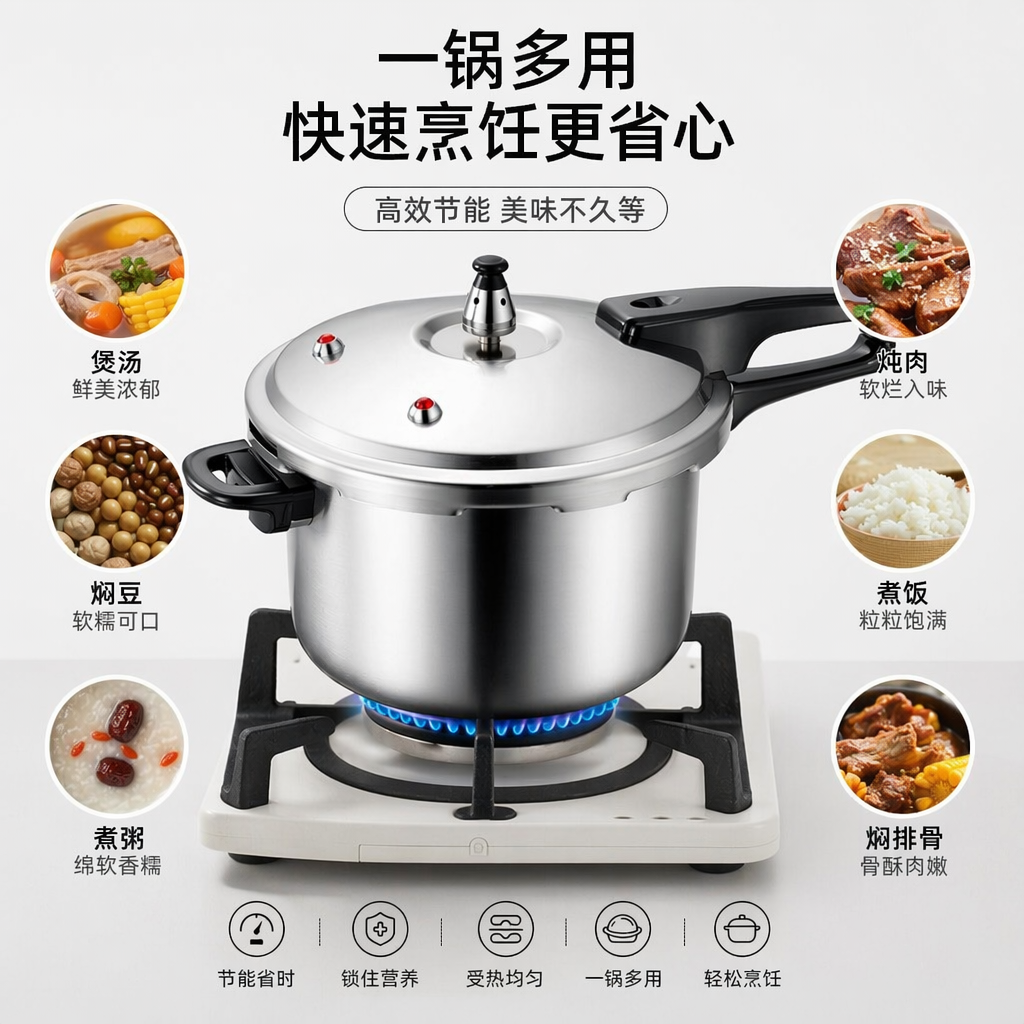 银色苏泊尔高压锅家用多功能电压力锅304不锈钢