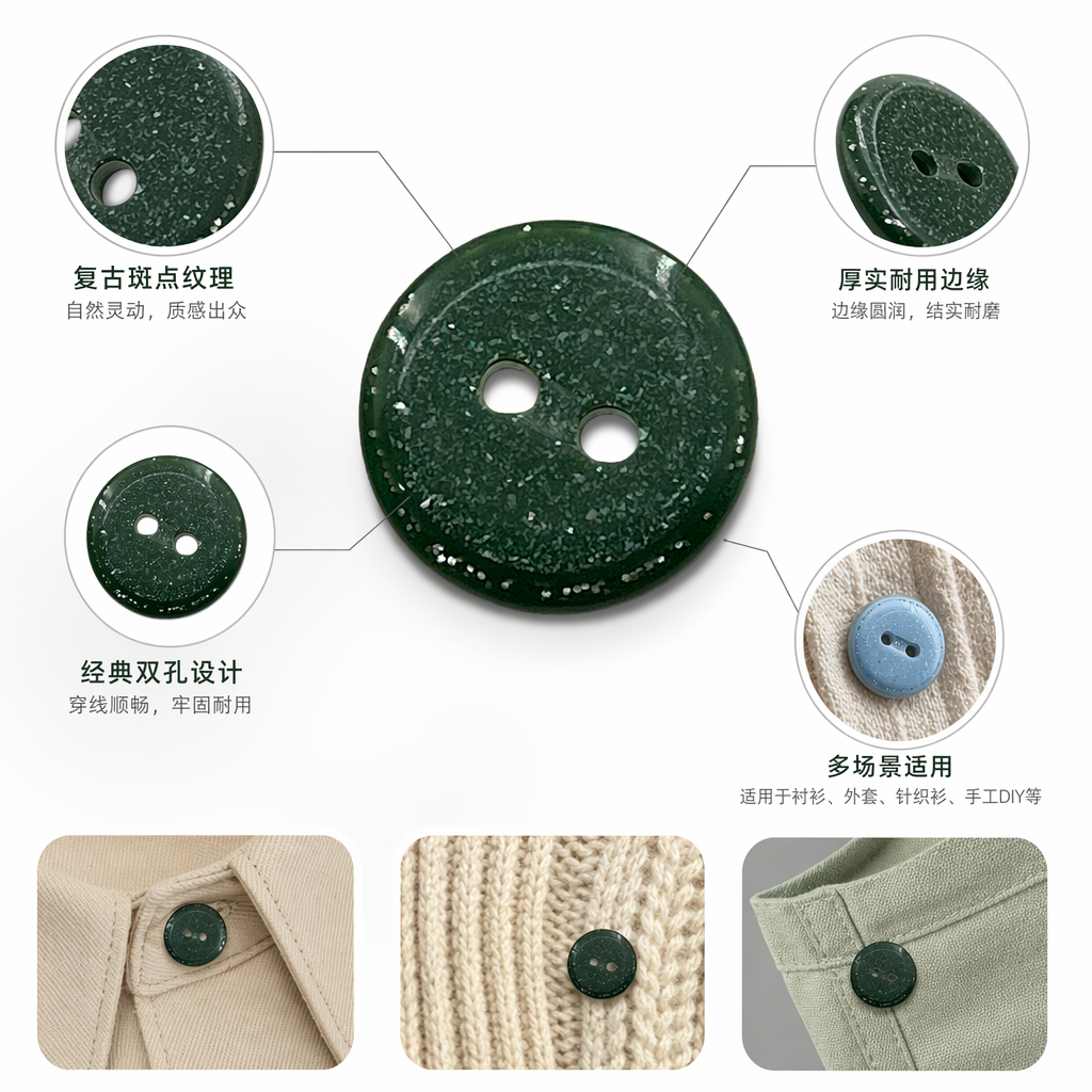 绿色闪粉装饰纽扣 服装DIY辅料 手工缝纫配件