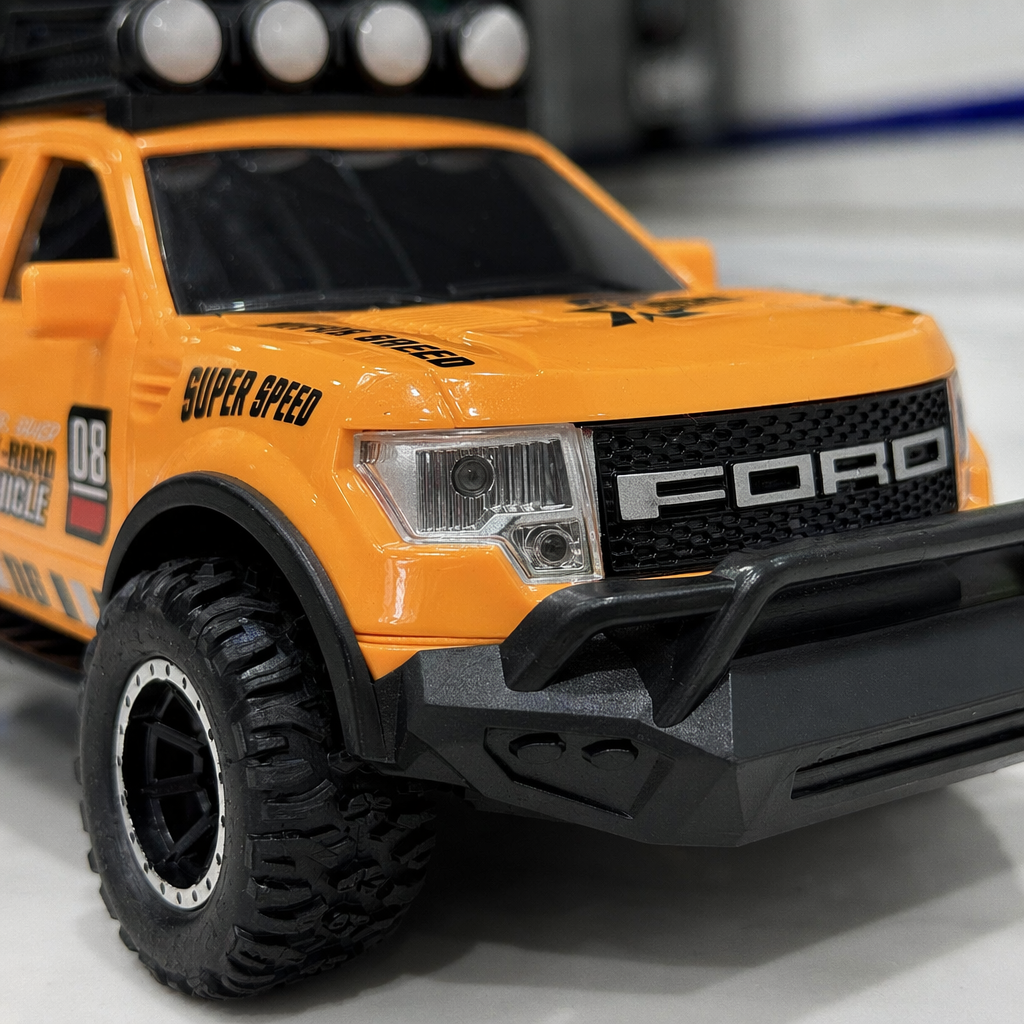 Green and orange off-road vehicle toys for children Application Scenario