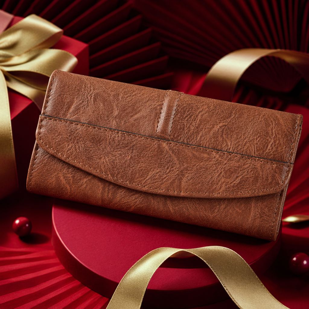 The brown leather large-capacity multi-functional wallet is suitable for both men and women, lightweight and durable Specification image