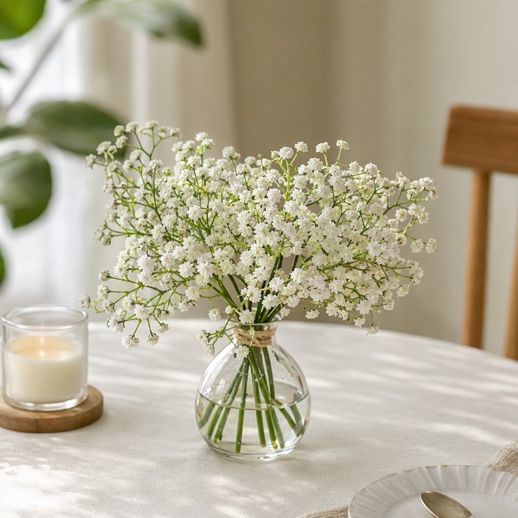 White baby's breath flower bouquet, free shipping, fresh table decoration, wedding hand-held details Picture