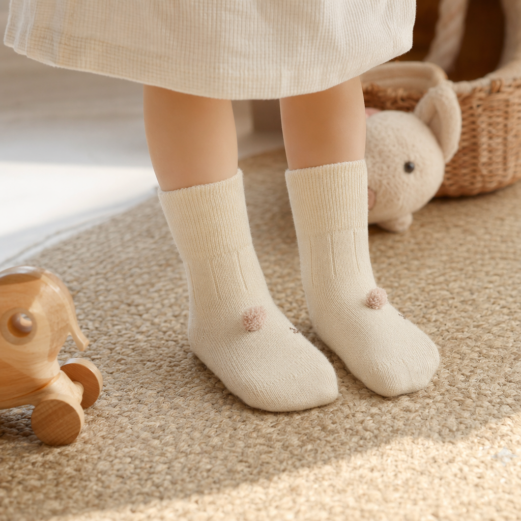 Beige Baby Pure Cotton Short Socks, Newborn Socks, Baby Socks For 0-1 Year Old details Picture