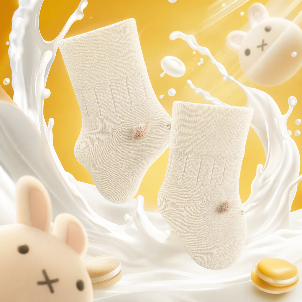 Beige Baby Pure Cotton Short Socks, Newborn Socks, Baby Socks For 0-1 Year Old Specification drawing