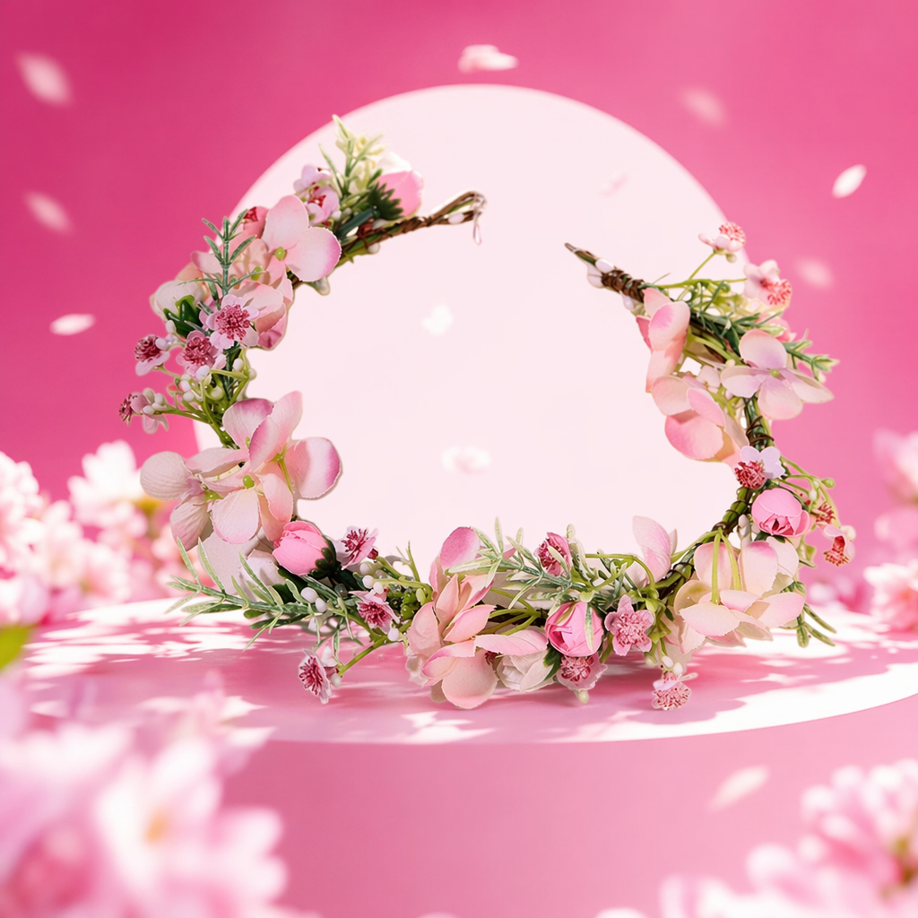 粉色花环细节图