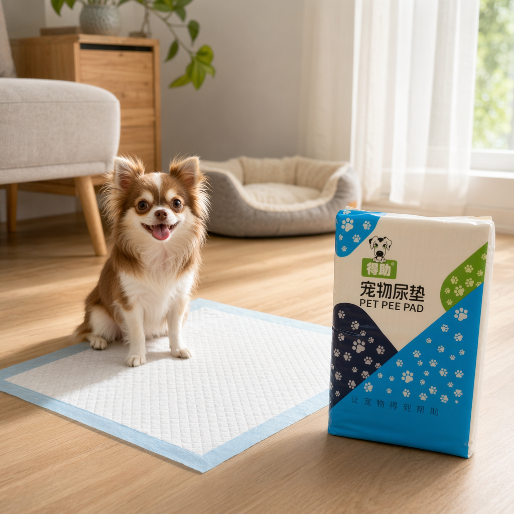 Blue, white, green and black striped packaging pet urine pad, water-absorbing and leak-proof disposable pet care pad details Picture