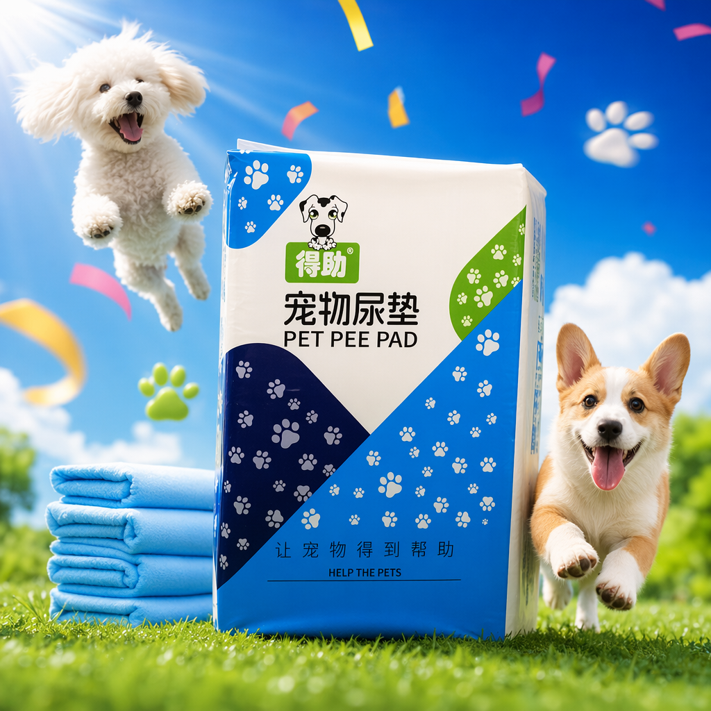 Blue, white, green and black striped packaging pet urine pad, water-absorbing and leak-proof disposable pet care pad Specification image