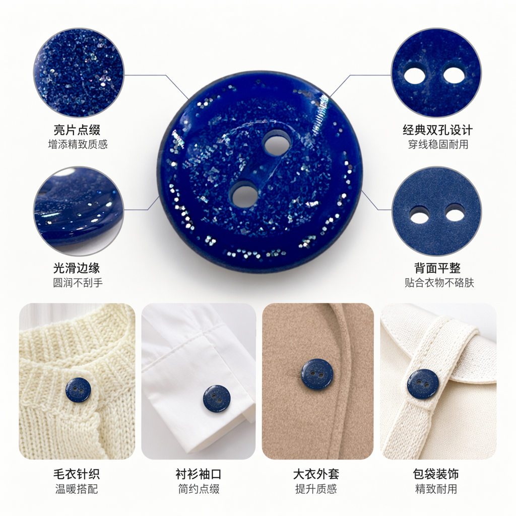 蓝色亮片纽扣 服装辅料 DIY手工装饰扣 20枚装