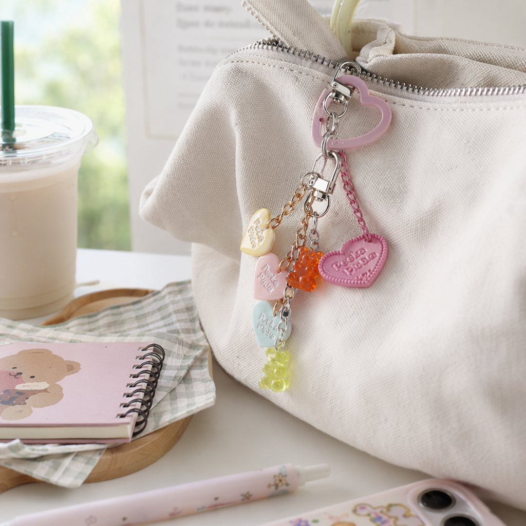 Colorful and cute keychain pendant combinations and creative small items can be freely matched details Picture