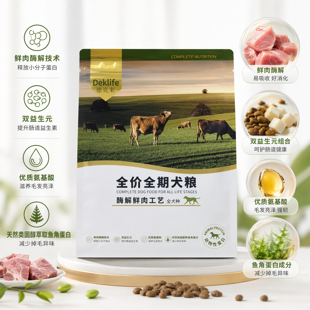 绿色包装袋狗粮天然无谷宠物犬专用干粮