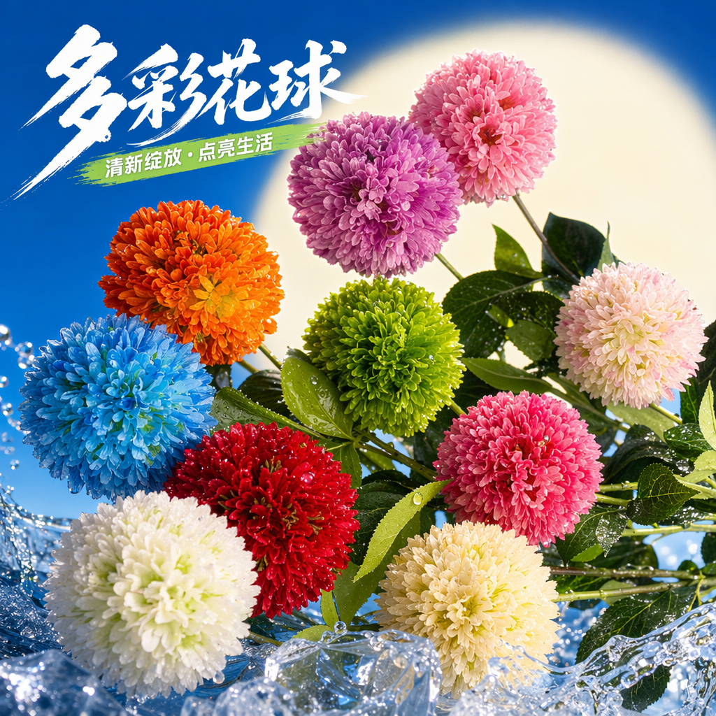 Colorful spherical artificial flower bouquets, home decoration ornaments, living room, bedroom, table floral arrangements Specification image