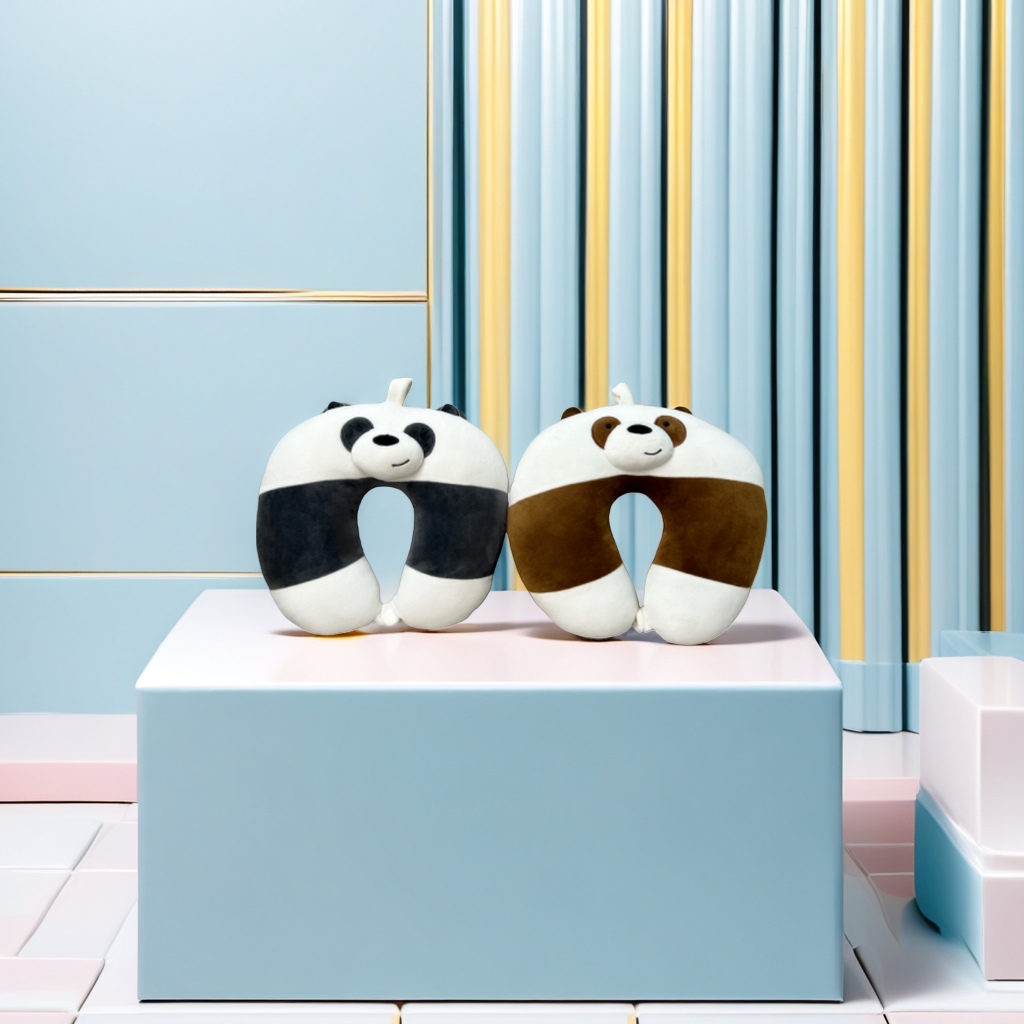 Panda-shaped U-shaped neck pillow, a comfortable memory foam specially designed for lunch breaks on travel planes and high-speed trains Application Scenario