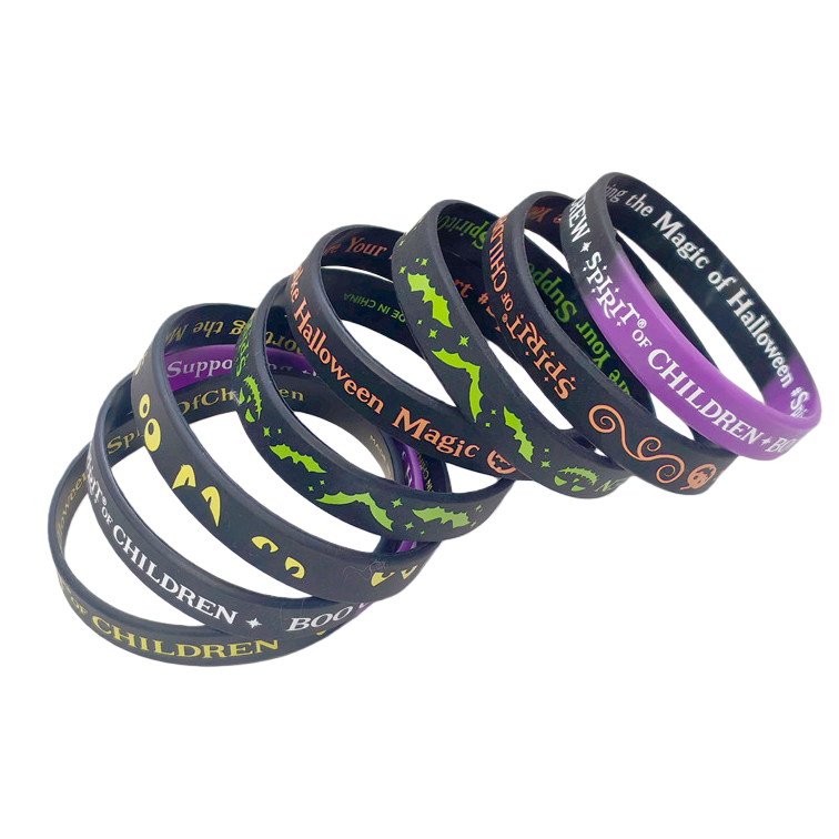 Black and purple Halloween silicone wristband stacked theme accessory Item Picture