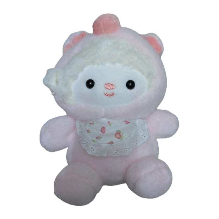 Pink plush toy bear, cute throw pillow, plush doll, soft and adorable bedroom decoration Item Picture
