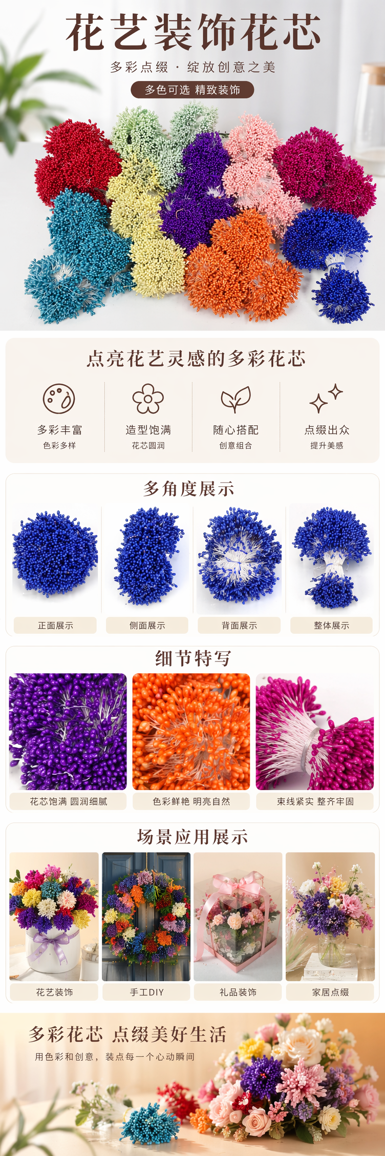 彩色花艺材料球体仿真花装饰球多色可选详情1