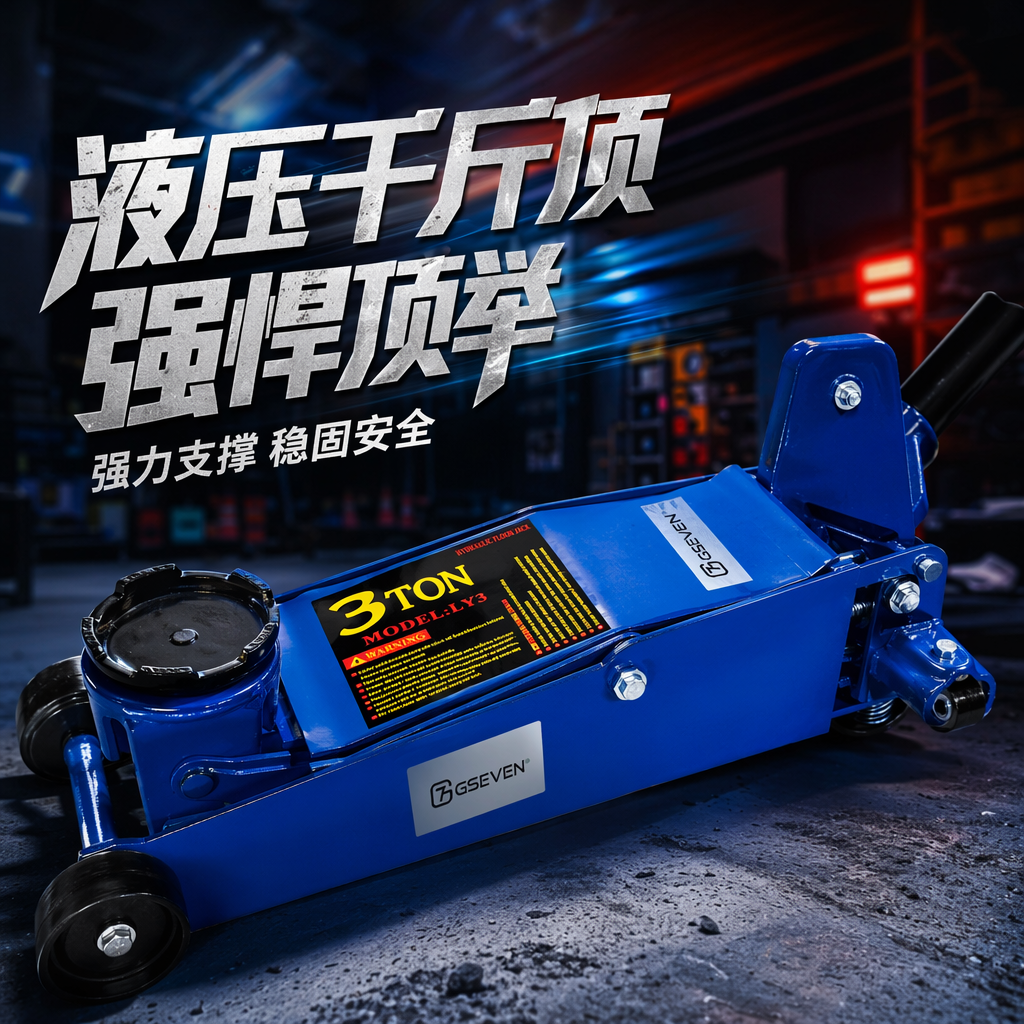 Blue hydraulic jack, 3-ton manual horizontal lift, specially designed for car maintenance Specification image