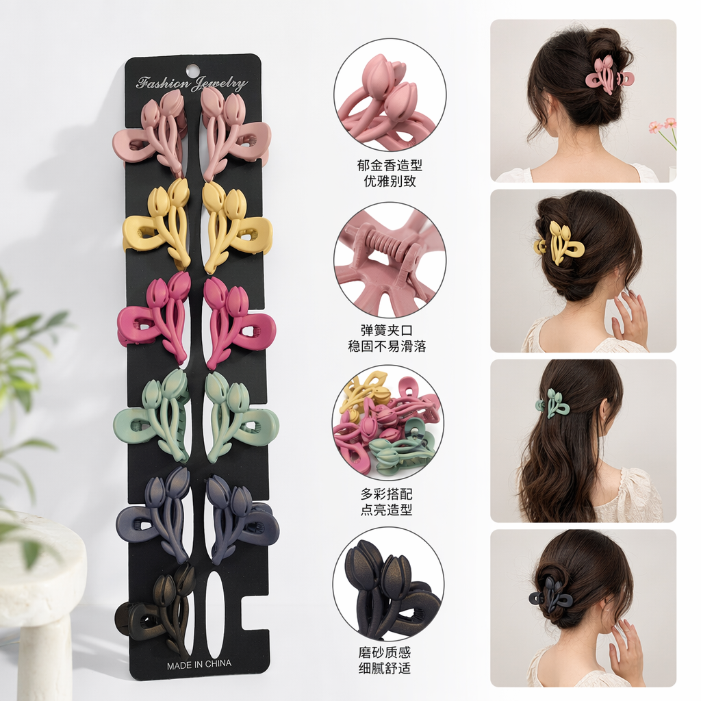 Colorful flower-shaped hairpins, cute headwear for girls, sweet and refreshing forest-themed