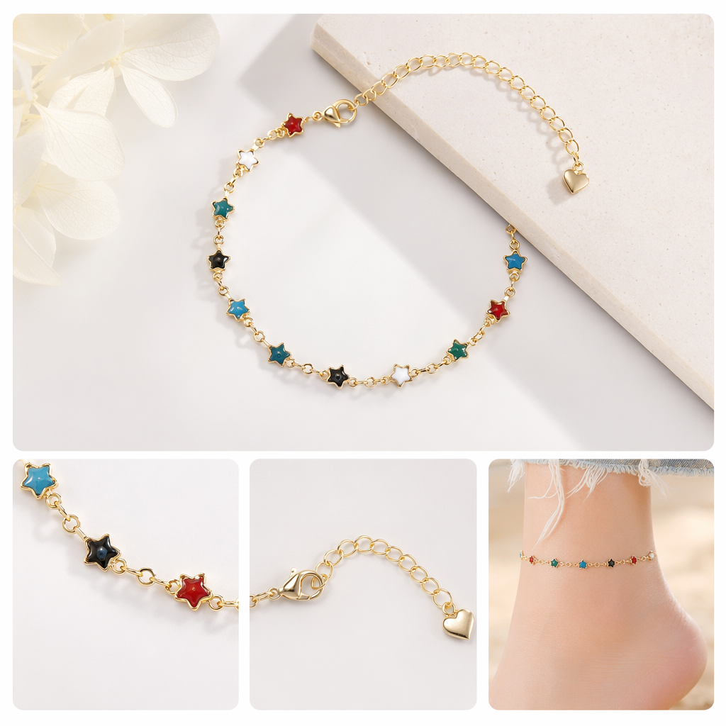 The golden star bracelet is a simple, fashionable and versatile light luxury accessory for women
