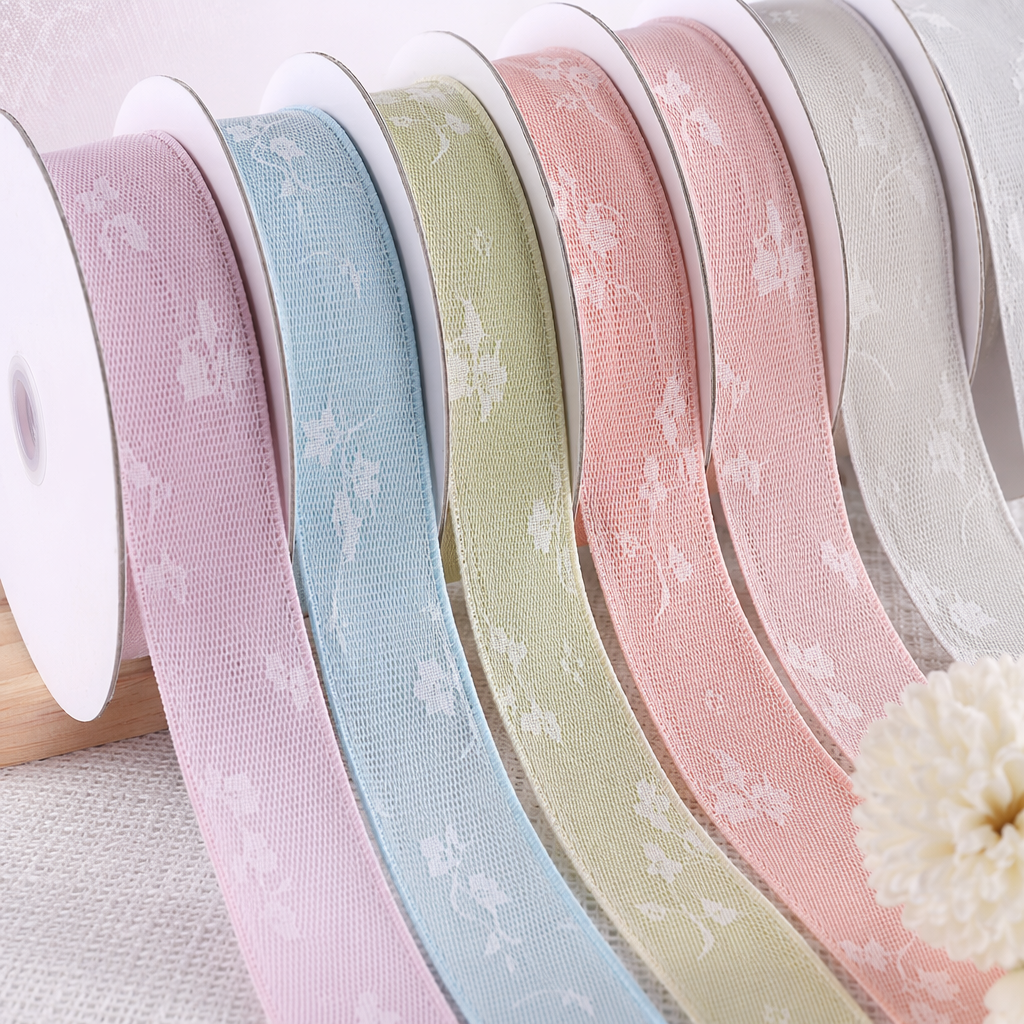 Dingxin double-layer plain lace ribbons, hollowed-out lace floral prints, handmade diy hair accessories, bow ribbons wholesale Application Scenario