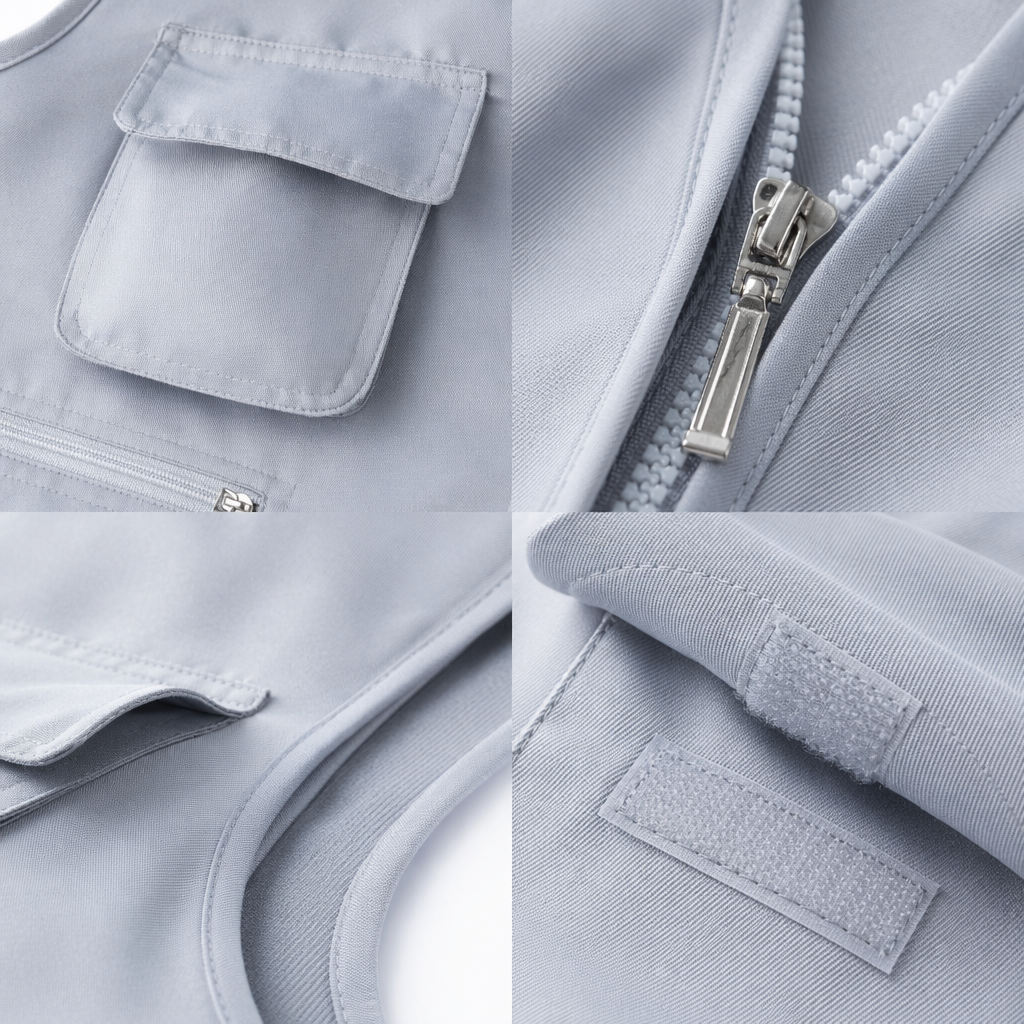 A thick, multi-pocket casual and versatile grey workwear vest for men in autumn and winter Application Scenario