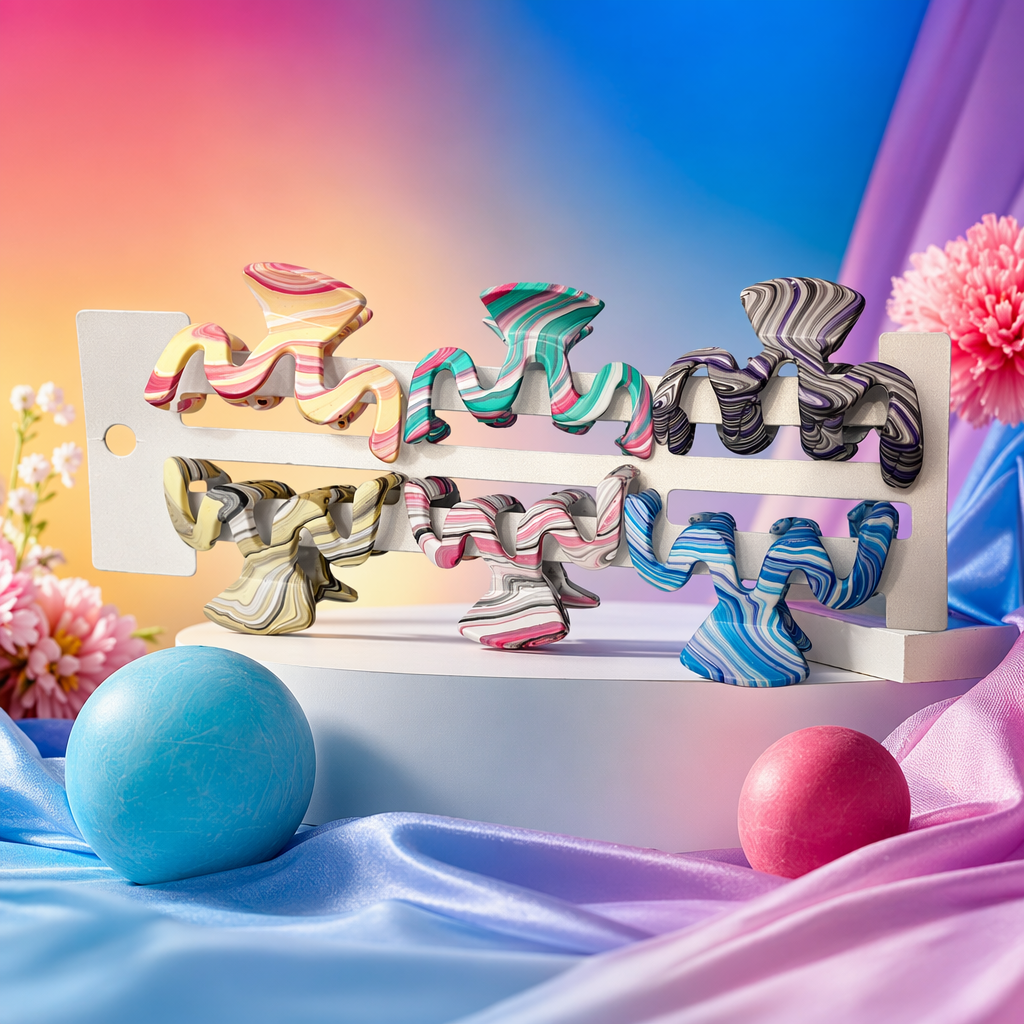 Colorful marble-patterned hair clips are fashionable, simple and versatile women's headwear Specification image