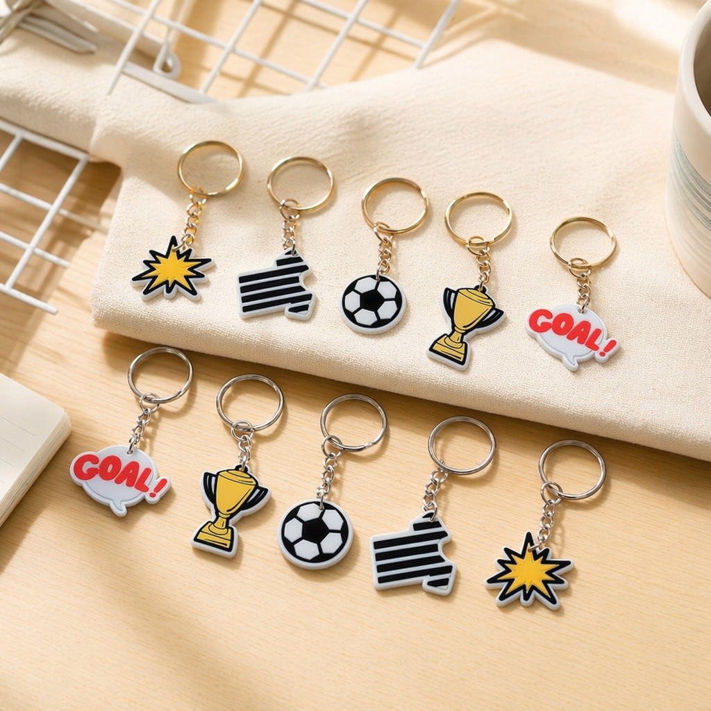 Colorful football-themed keychain, personalized sporty style pendant, unisplendour portable accessory details Picture