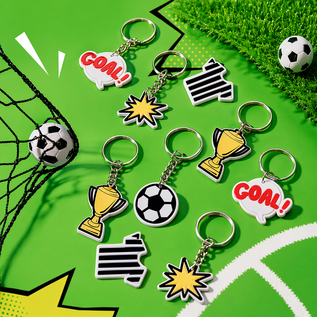Colorful football-themed keychain, personalized sporty style pendant, unisplendour portable accessory Specification image