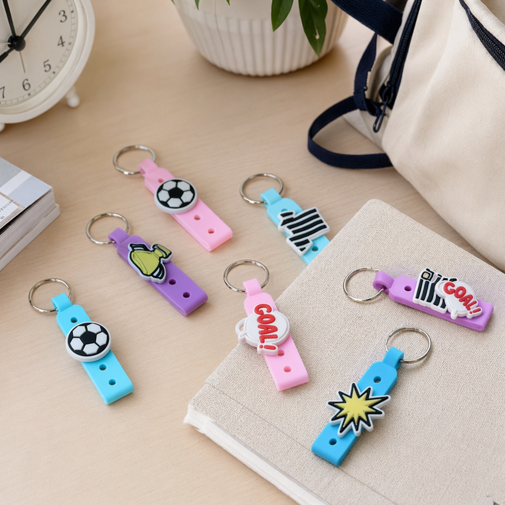Colorful football-themed keychains, personalized and trendy sporty style pendant gifts details Picture