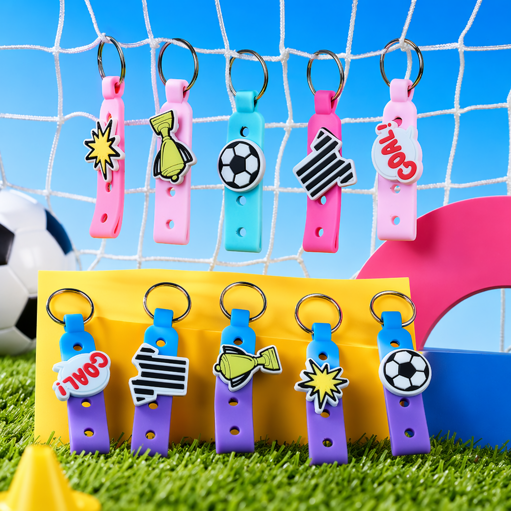 Colorful football-themed keychains, personalized and trendy sporty style pendant gifts Specification image