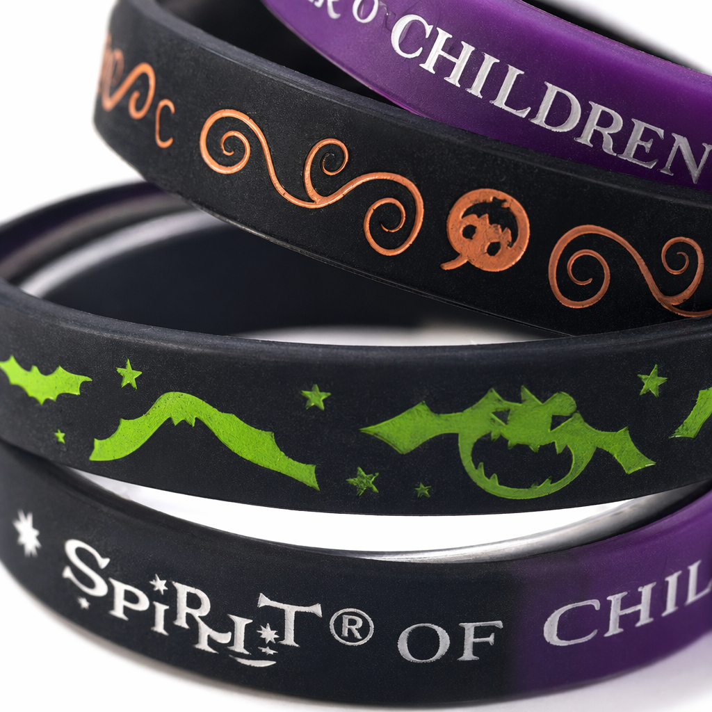 Black and purple Halloween silicone wristband stacked theme accessory Application Scenario
