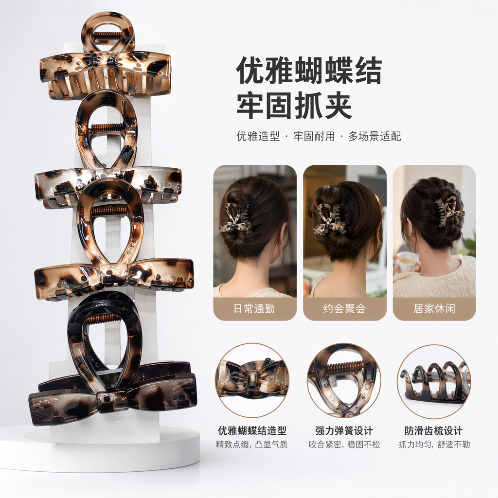 Tortoiseshell pattern hair clips, fashionable and retro ladies' headwear, simple and versatile hair accessories