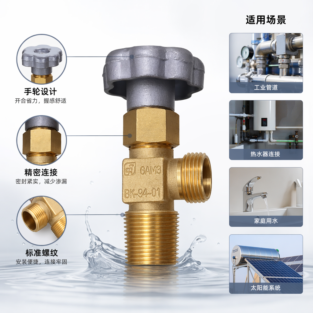 金色阀门带灰色手轮 工业级耐压铸铁材质 手动截止阀