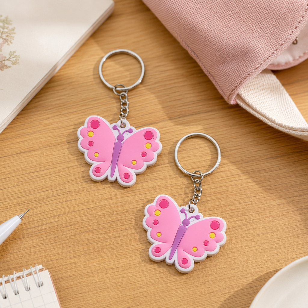 Pink cartoon keychain, cute and fun pendant, girls' portable bag accessory details Picture