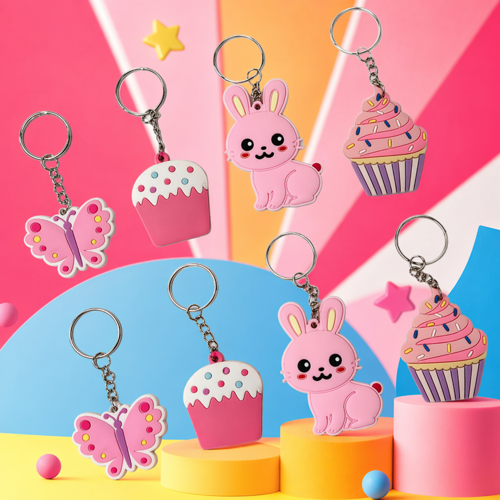 Pink cartoon keychain, cute and fun pendant, girls' portable bag accessory Specification image