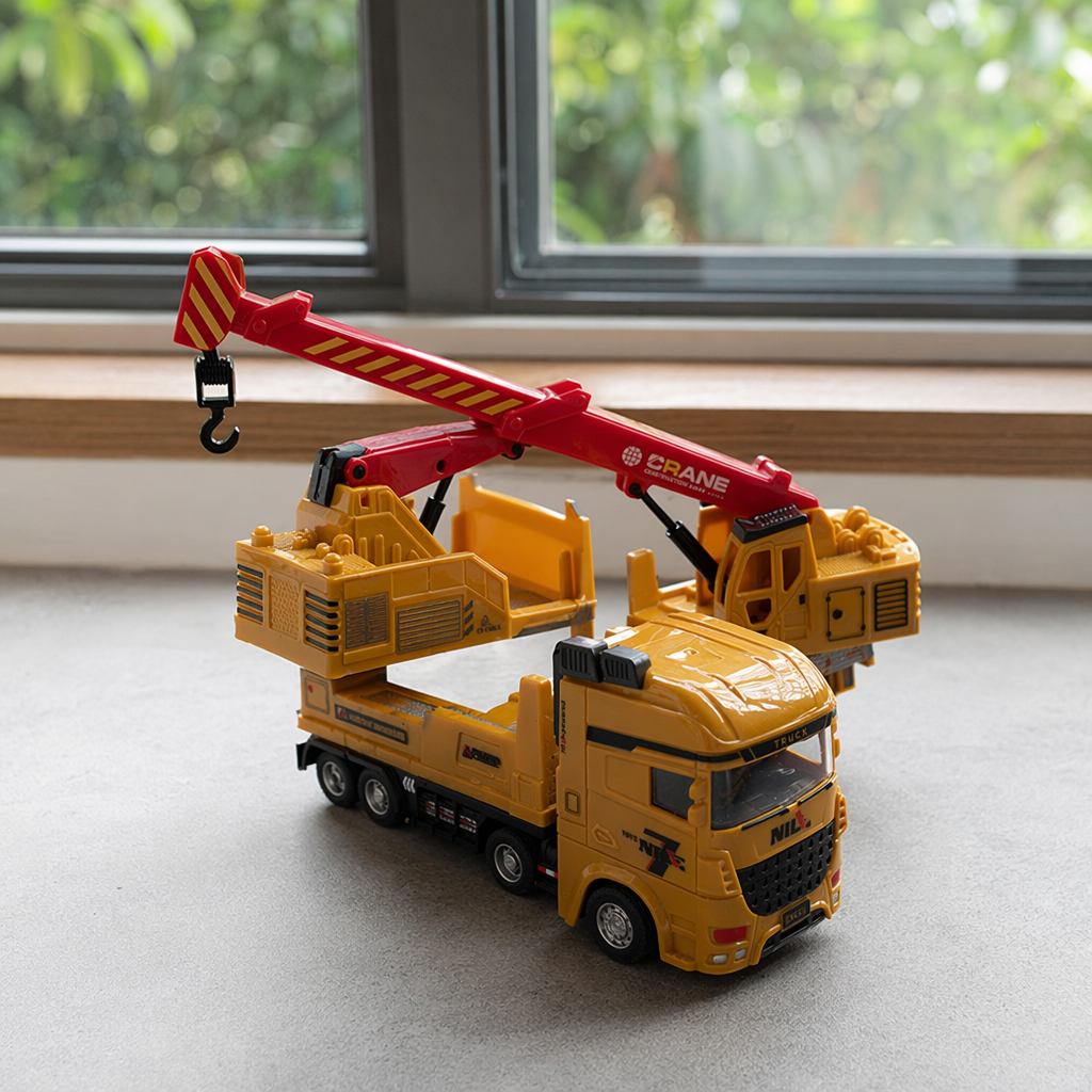 A yellow engineering vehicle children's educational toy simulation excavator model details Picture