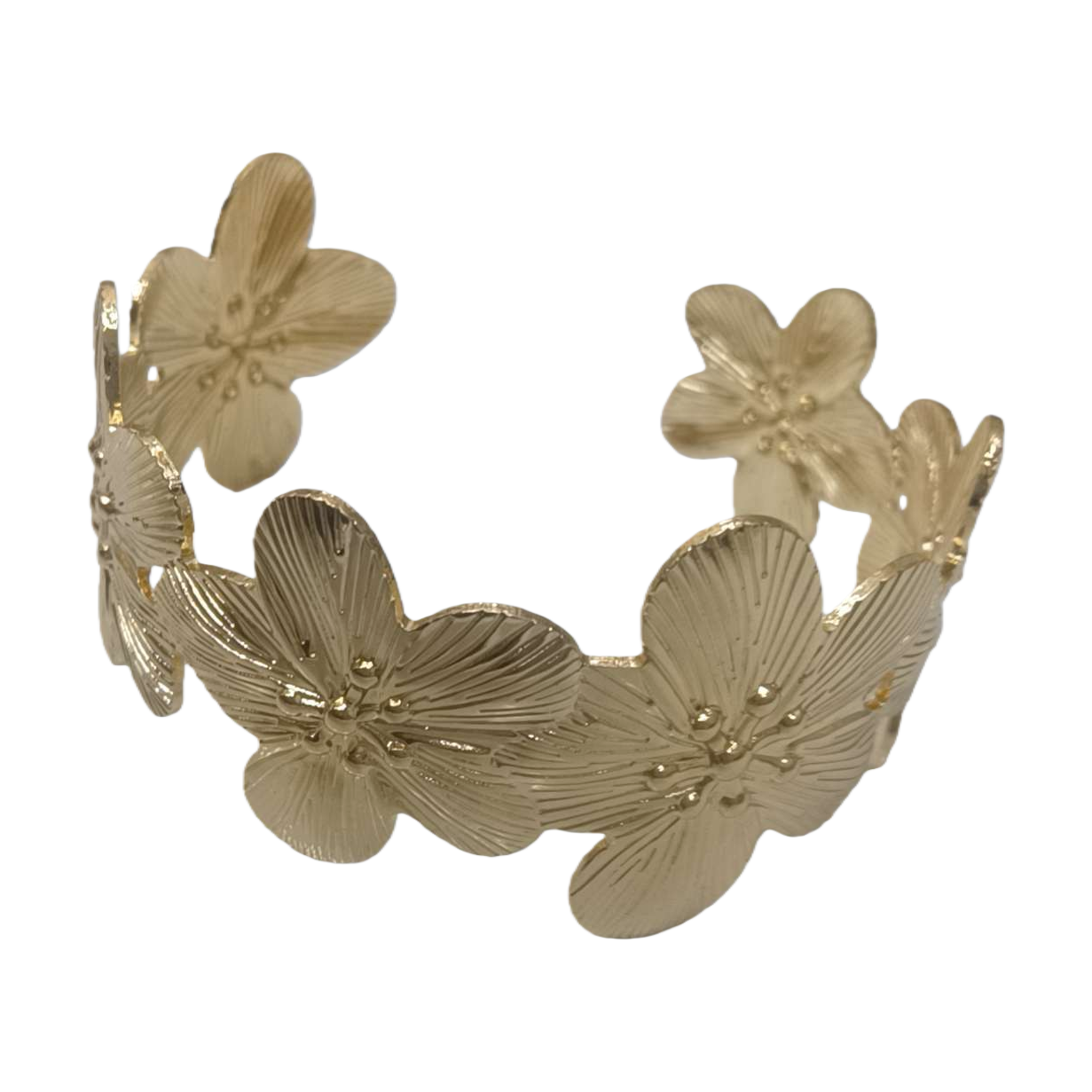 The golden flower-shaped bracelet is a fashionable and light luxury wrist accessory for ladies Item Picture